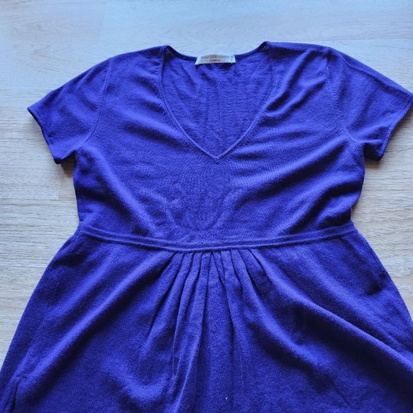 EUC Maria Di Ripabianca Made in Italy Cashmere Peplum Top V-Neck Purple - Picture 6 of 8